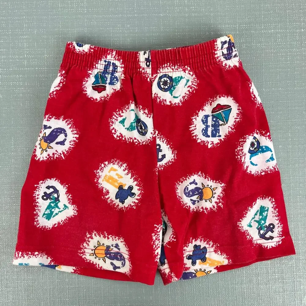 Vintage Carter's Red Alphabet Beach Shorts 18 Months USA